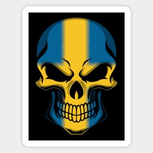 FLAG OF SWEDEN ON SKULL EMBLEM Magnet